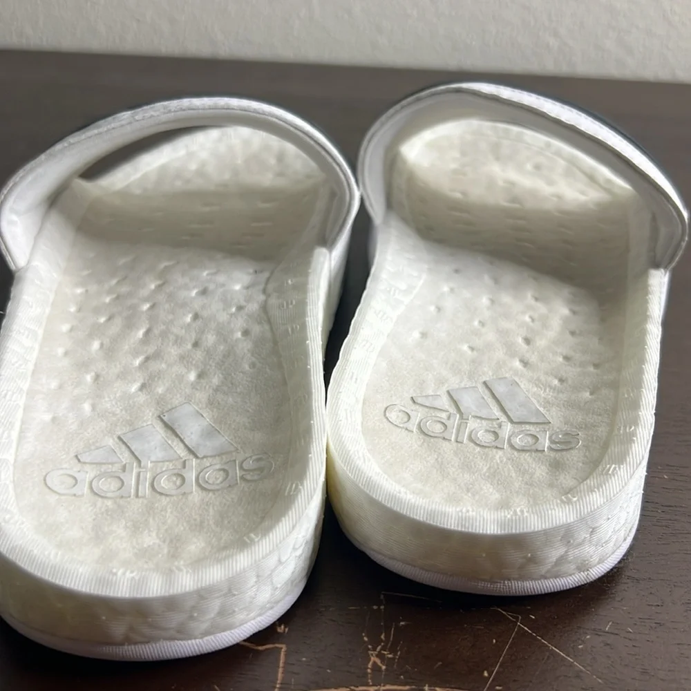 adidas Adilette Boost Slides White Black Stripes